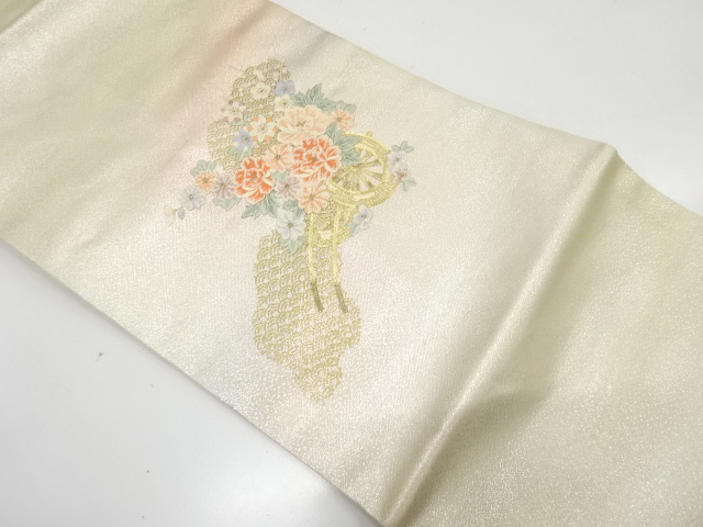 JAPANESE NAGOYA OBI / EMBROIDERY / FLORAL CART